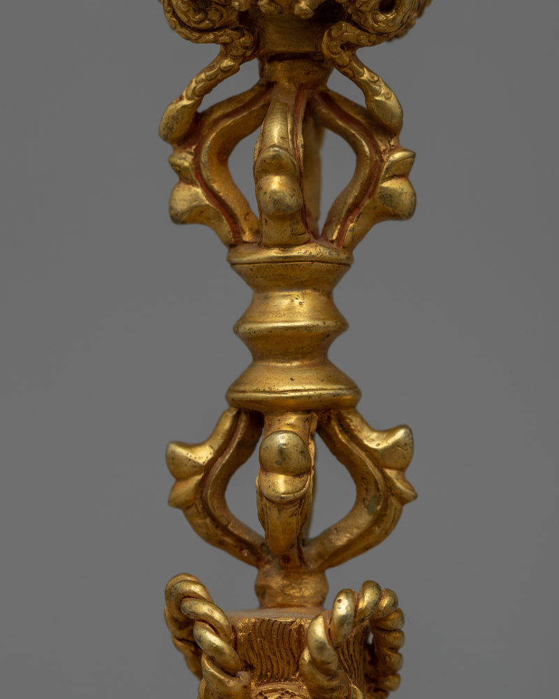 Tibetan Vajra Dorje Phurba | 24k Gold plating Ritual Dagger