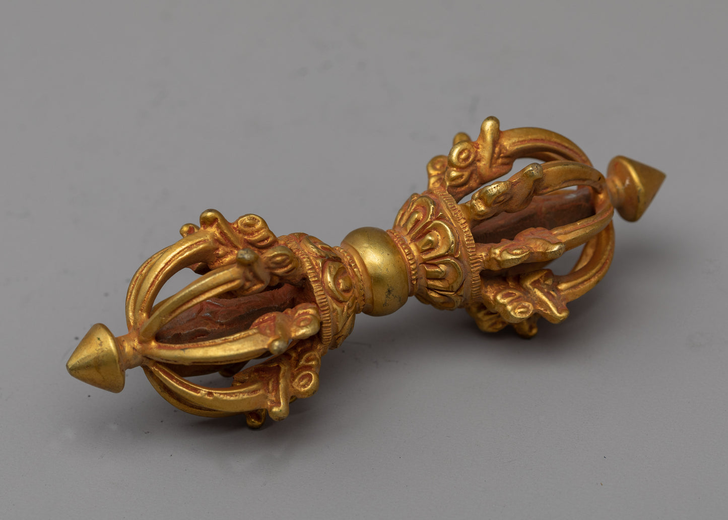 Handmade Tibetan Vajra Thunderbolt | 24k Gold Plated Vajra for Meditation