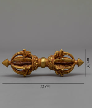 Handmade Tibetan Vajra Thunderbolt | 24k Gold Plated Vajra for Meditation