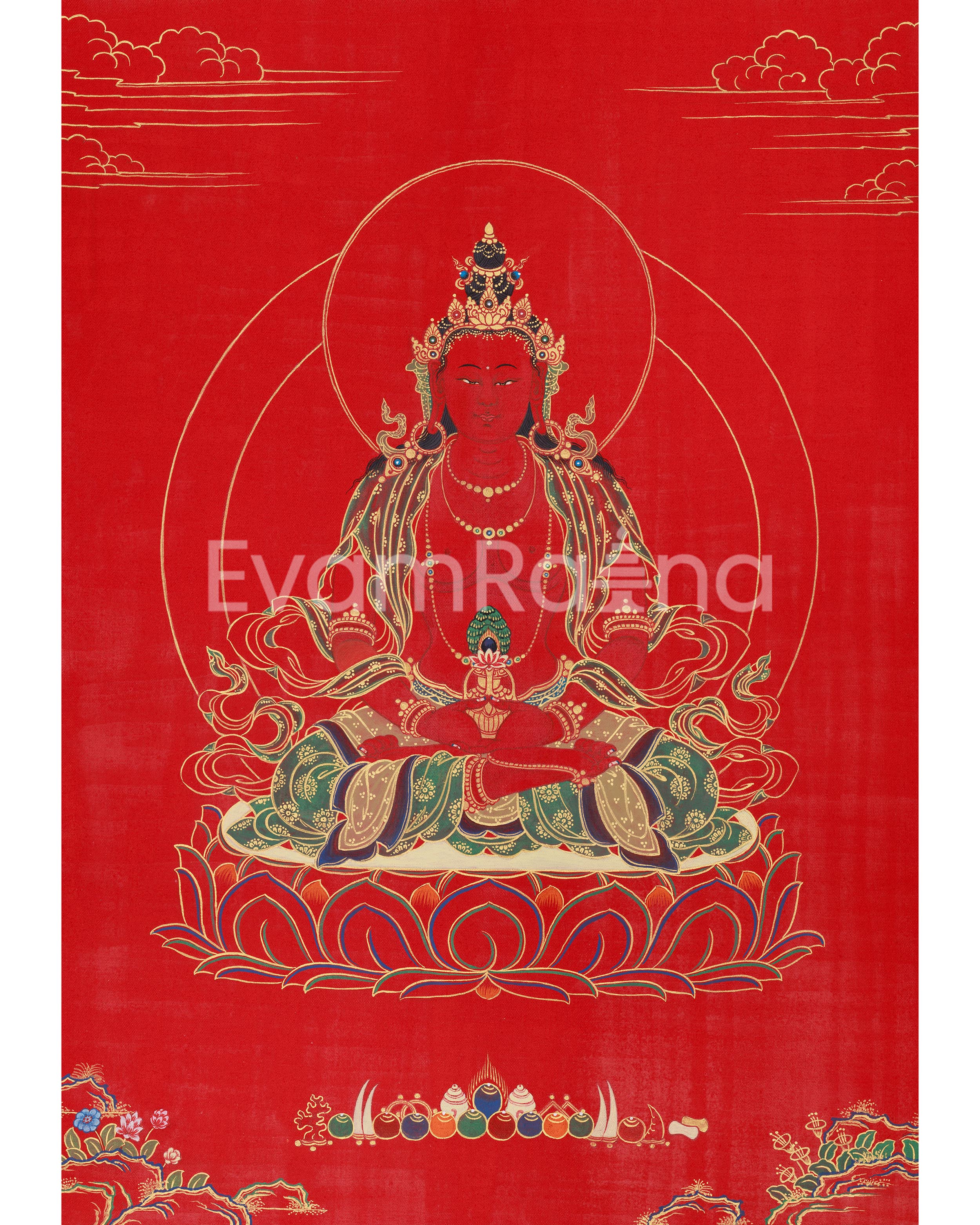 Red Amitayus Thangka Giclee Canvas 