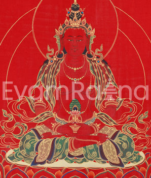 Red Amitayus Thangka Giclee Canvas | Buddha of Longevity Artwork
