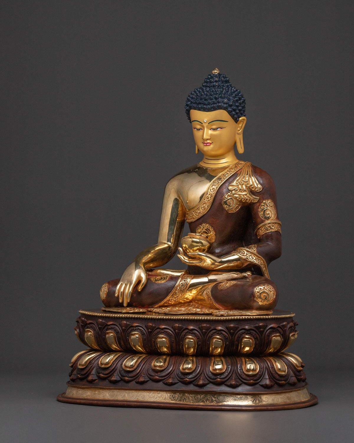 24k Gold Gilded Shakyamuni Buddha Sculpture | Historical Buddha | Tibetan Decor | Meditation Sacred Altar"