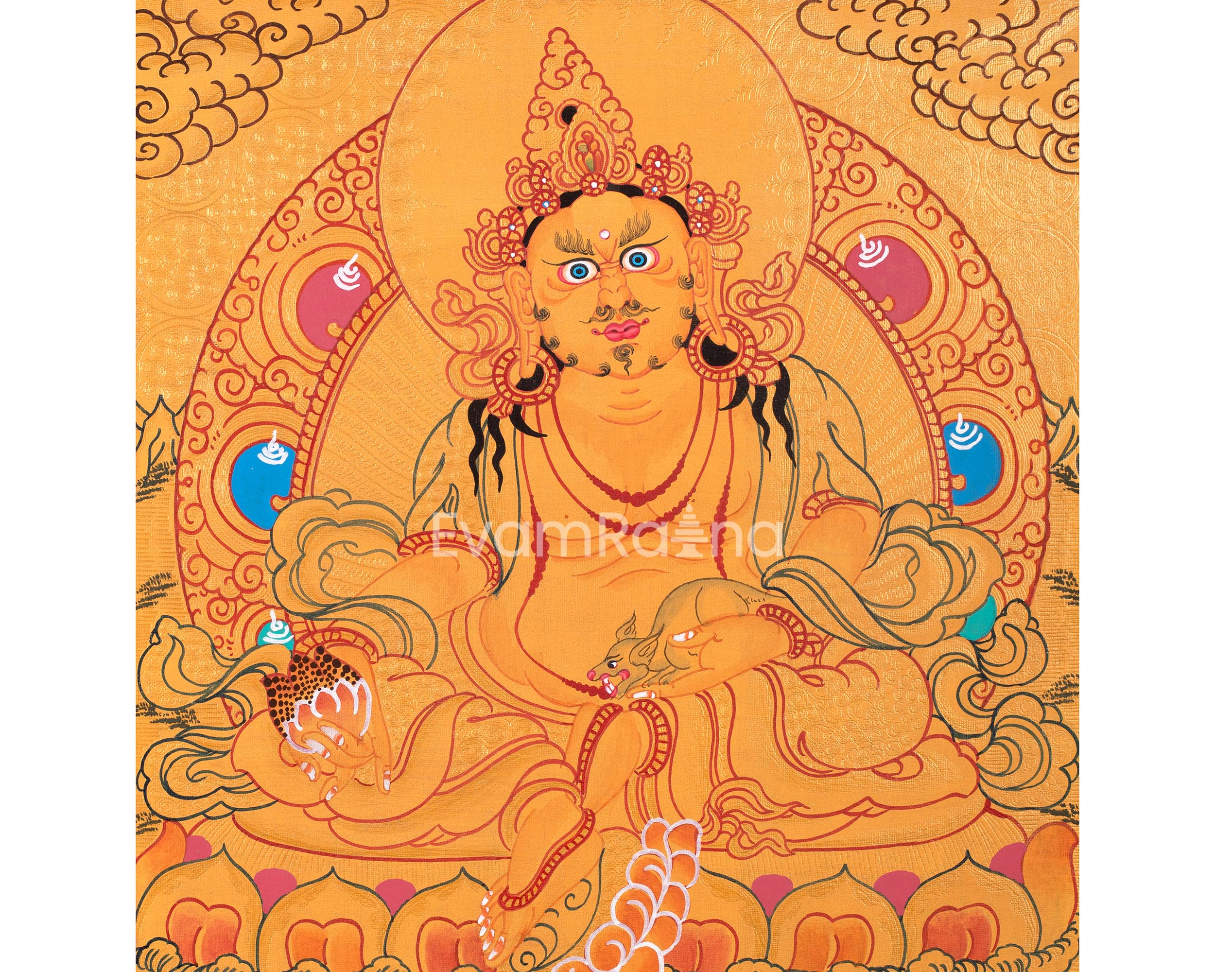 Dzambhala, The Deity of Abundance | Buddhist Wealth Deity Thangka
