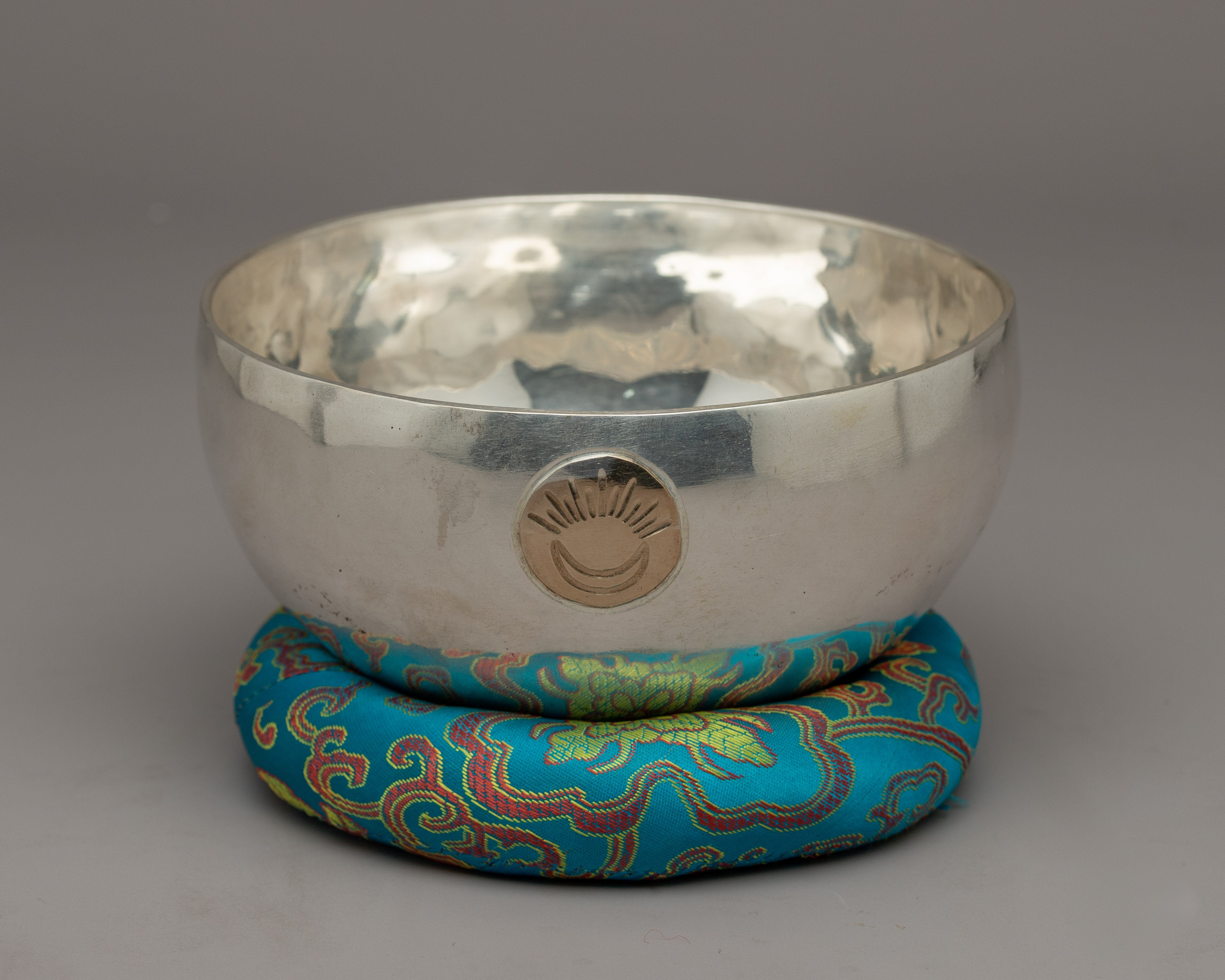 Plated with Silver Tibetan Singing Bowl | Melodic Serenity for Meditation