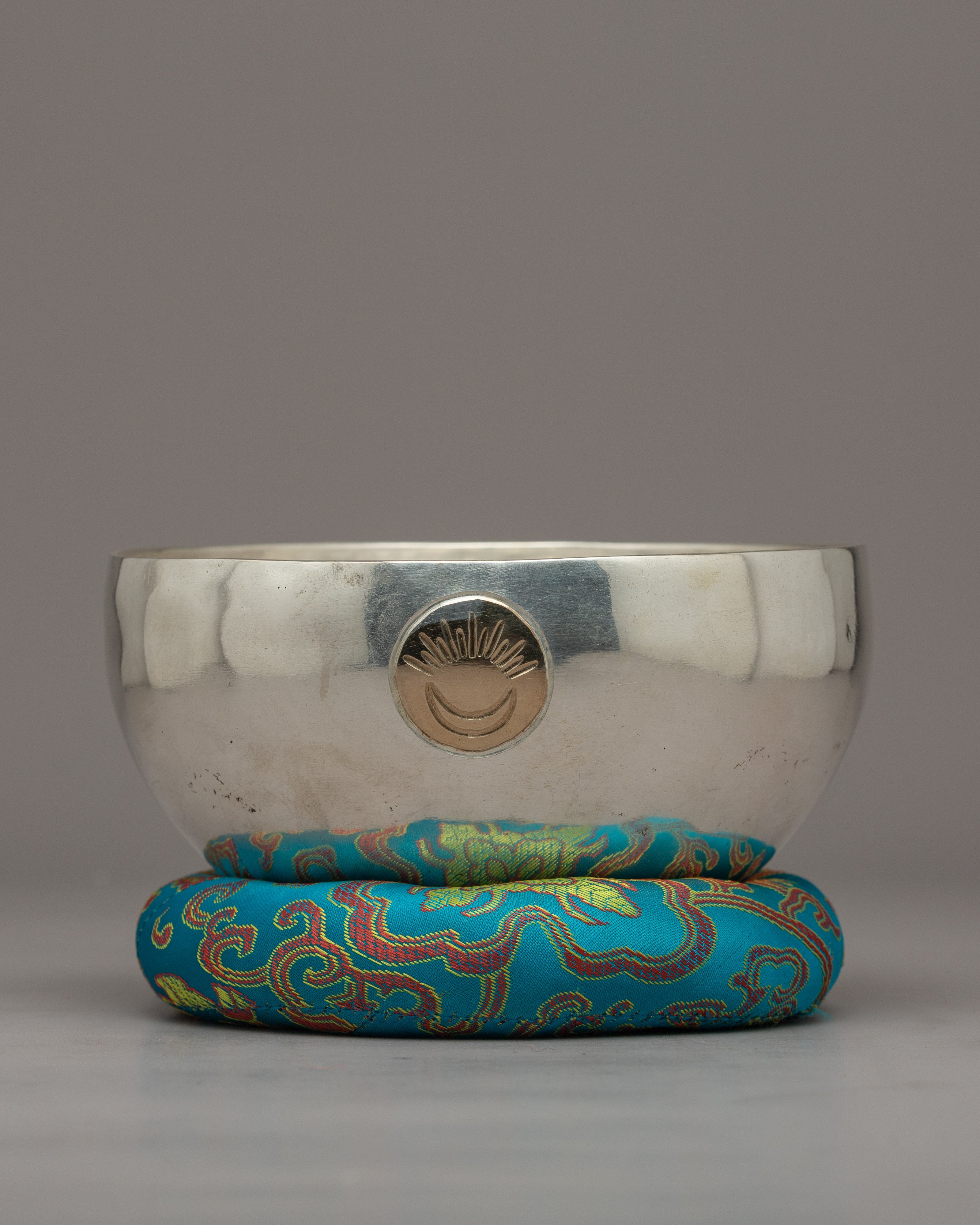 Plated with Silver Tibetan Singing Bowl | Melodic Serenity for Meditation