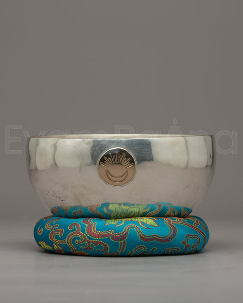 Plated with Silver Tibetan Singing Bowl | Melodic Serenity for Meditation