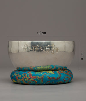 Plated with Silver Tibetan Singing Bowl | Melodic Serenity for Meditation