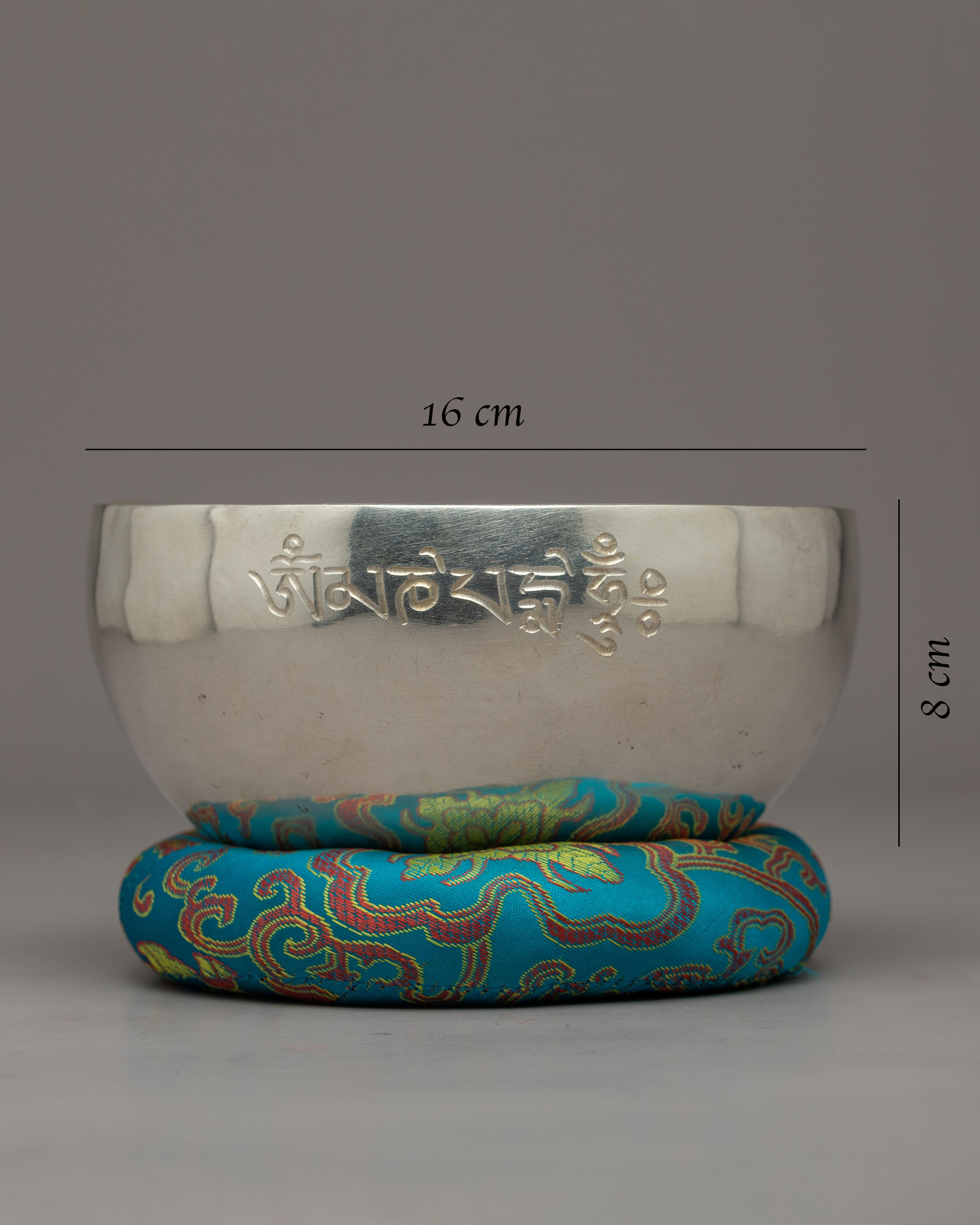 Plated with Silver Tibetan Singing Bowl | Melodic Serenity for Meditation