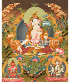 Hand-Painted White Tara Thangka