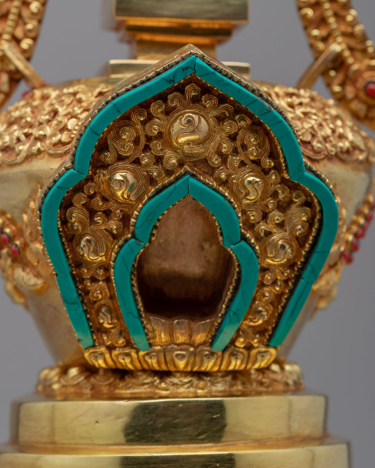24k Gold Plated Buddhist Chorten Stupa | Traditional Himalayan Art