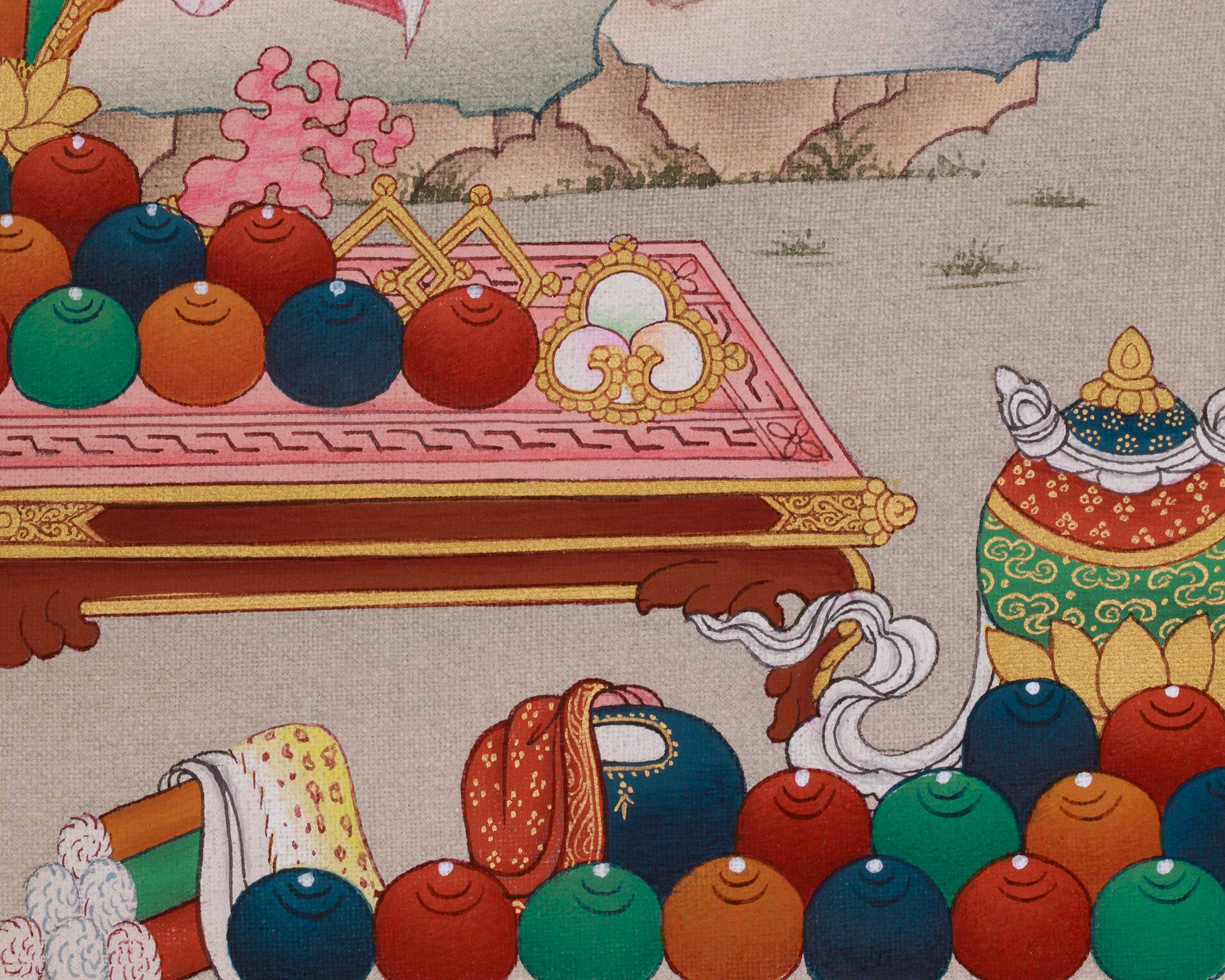 Dzambhala, The God of Wealth | A Divine Thangka of Prosperity and Blessings