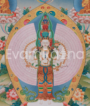 1000-Armed Chenrezig Bodhisattva Canvas Art | Giclee Print of Compassionate Avalokiteshvara