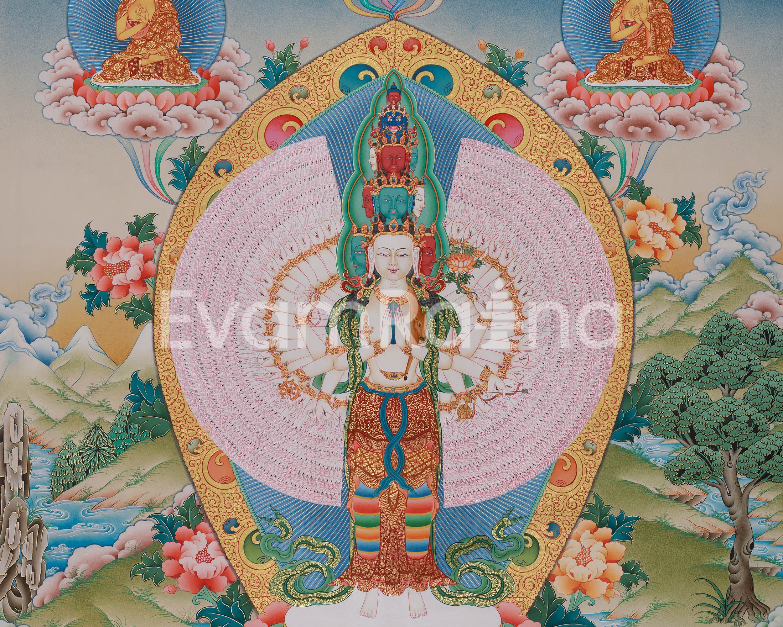1000-Armed Chenrezig Bodhisattva Canvas Art | Giclee Print of Compassionate Avalokiteshvara