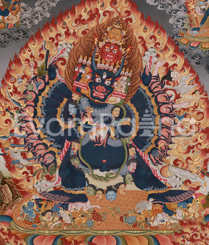 Yamantaka Thangka | Giclee Canvas Print | Spiritual Protector & Wrathful Compassion