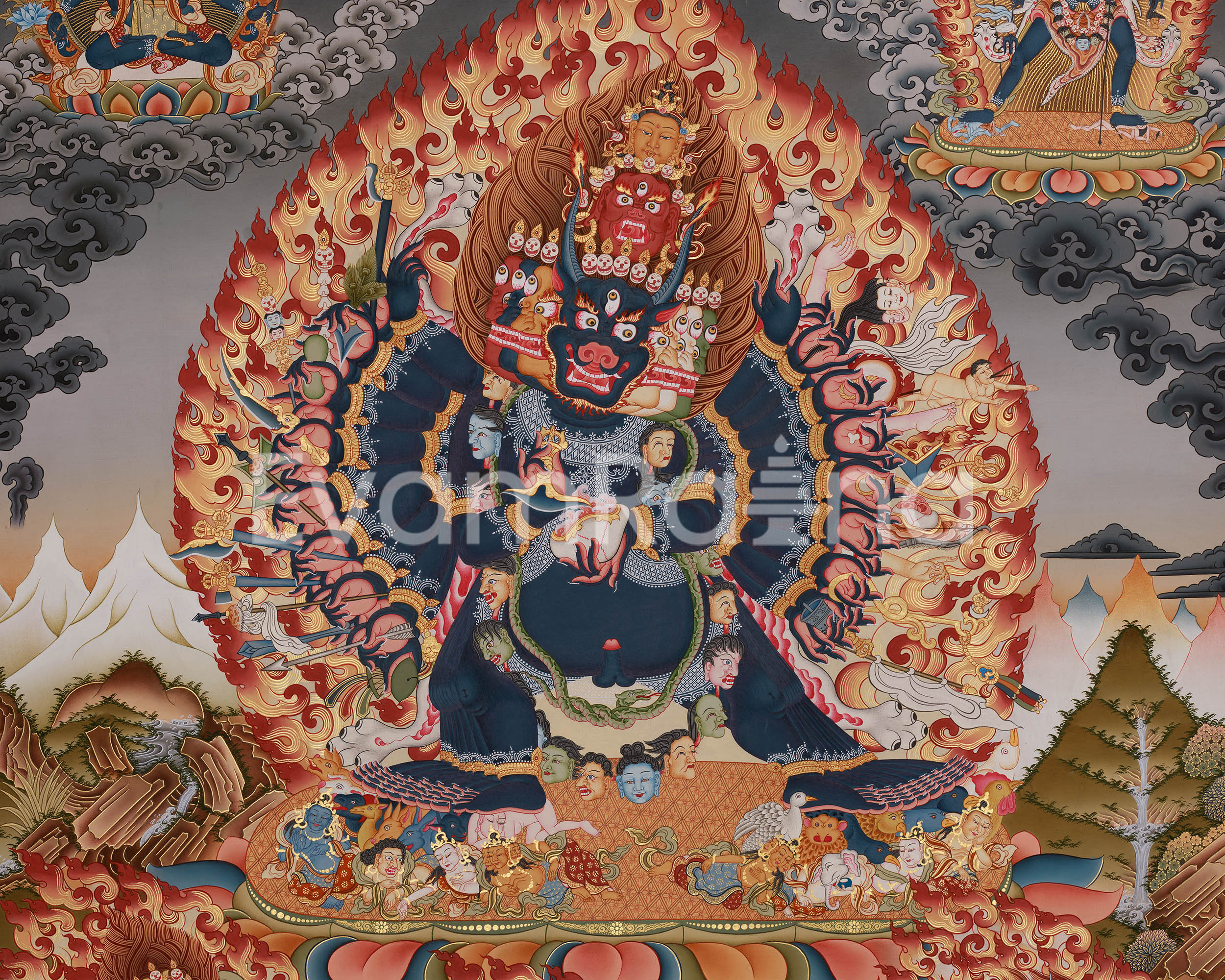 Yamantaka Thangka | Giclee Canvas Print | Spiritual Protector & Wrathful Compassion
