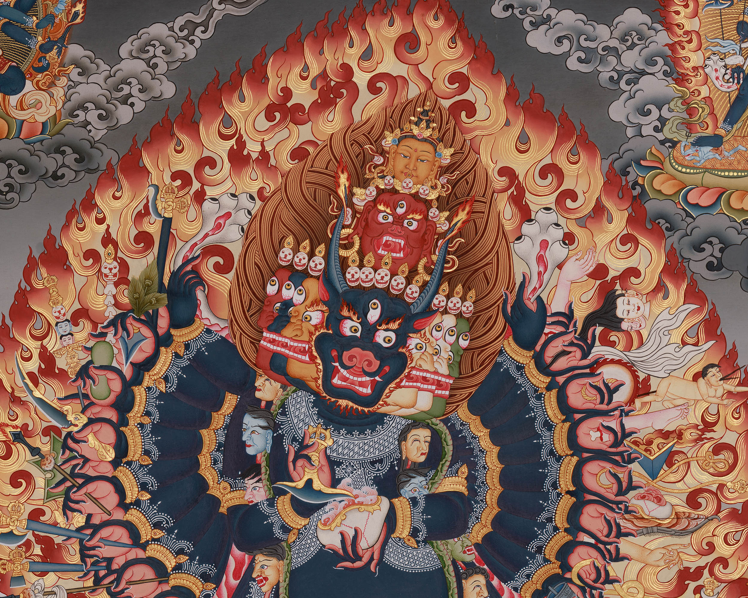 Yamantaka Thangka | Giclee Canvas Print | Spiritual Protector & Wrathful Compassion