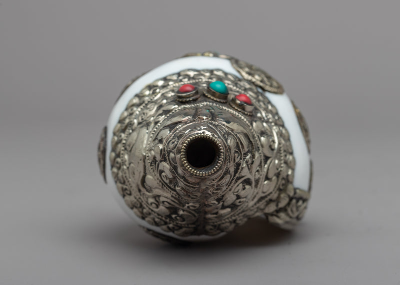White Conch Shell | Auspicious Symbol Carved Sankha For Ritual Purpose