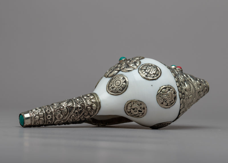 White Conch Shell | Auspicious Symbol Carved Sankha For Ritual Purpose