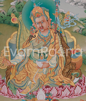 Spiritual Guru Padmasambhava Canvas Artwork | Traditional Tibetan Buddhist Thangka Print