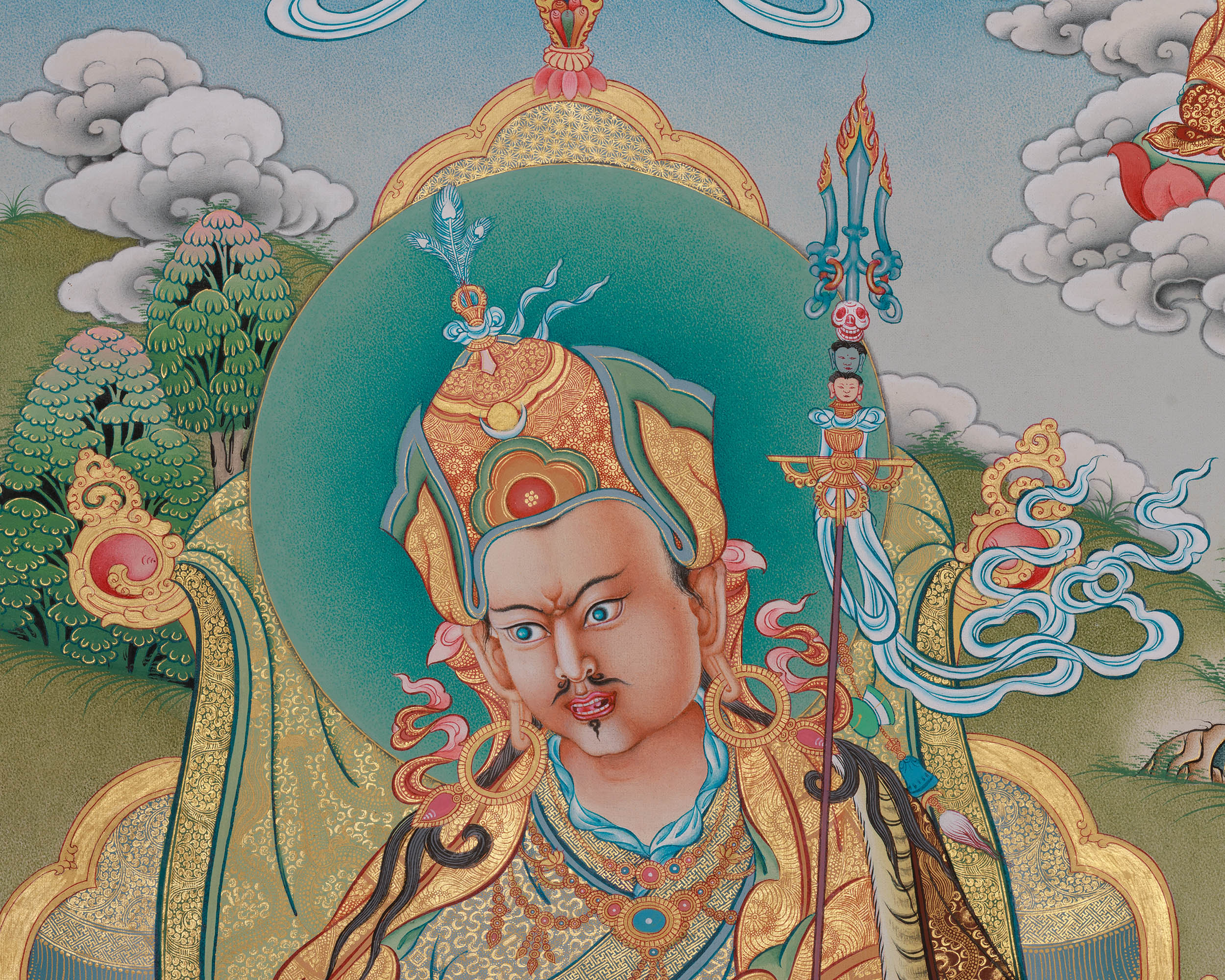 Spiritual Guru Padmasambhava Canvas Artwork | Traditional Tibetan Buddhist Thangka Print