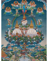 Five Buddha and  Boudha Stupa Thangka
