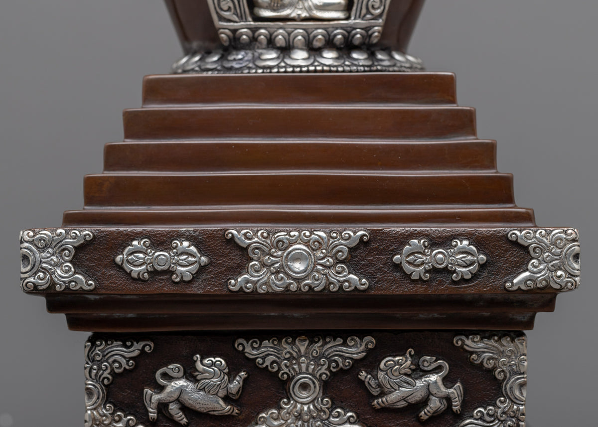 Tibetan Chorten Stupa | Himlayan Art with Silver plating