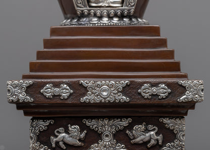 Tibetan Chorten Stupa | Himlayan Art with Silver plating