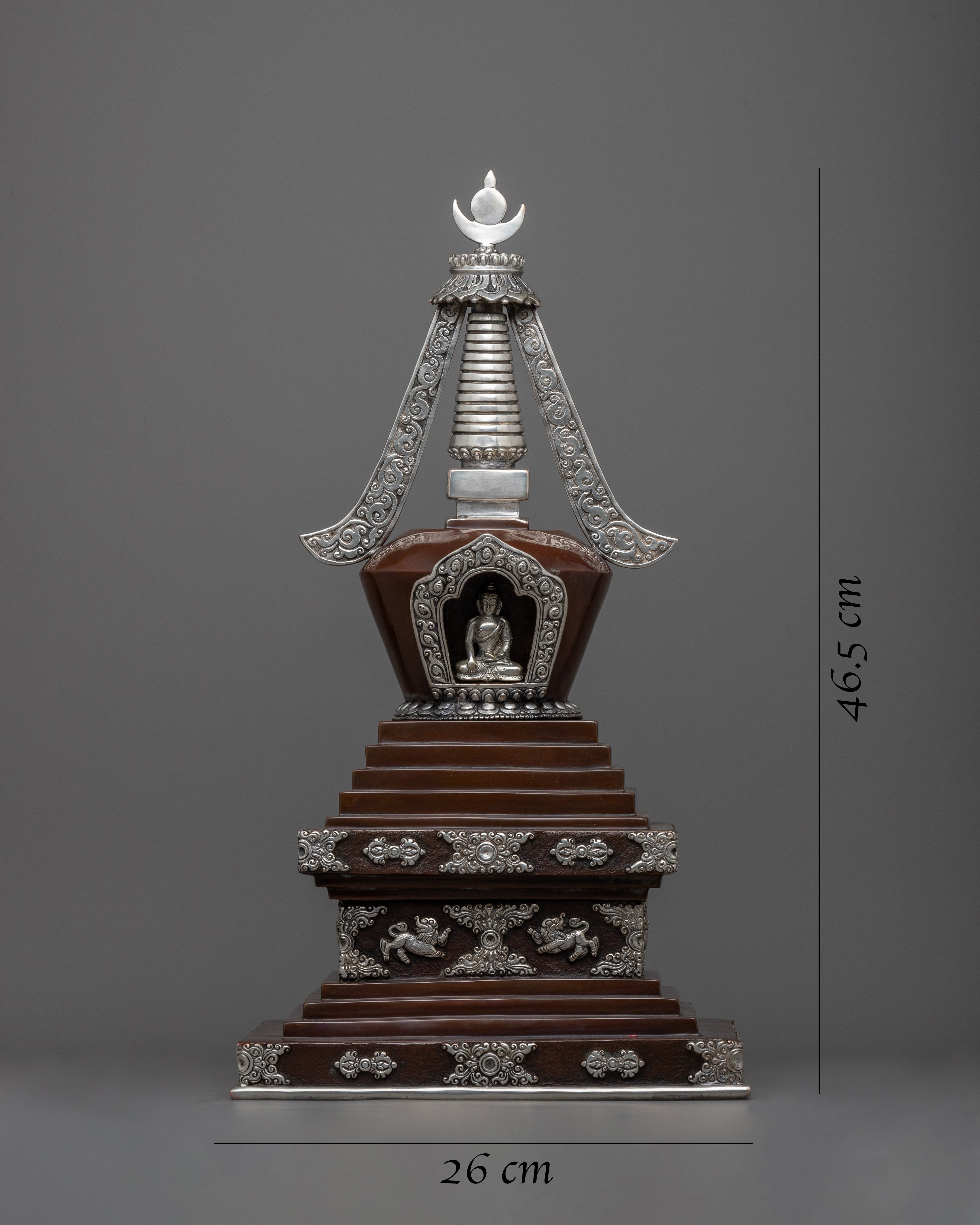 Tibetan Chorten Stupa | Himlayan Art with Silver plating