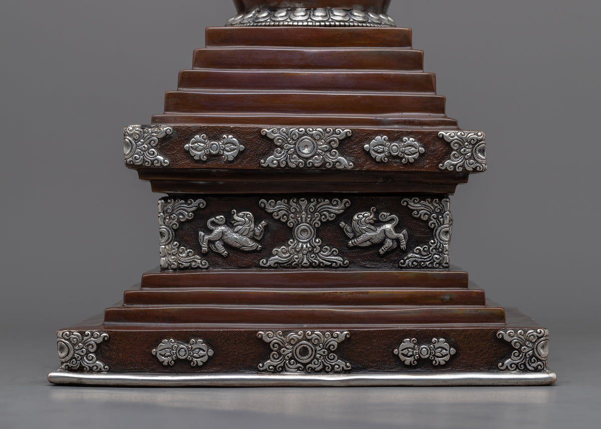 Tibetan Chorten Stupa | Himlayan Art with Silver plating