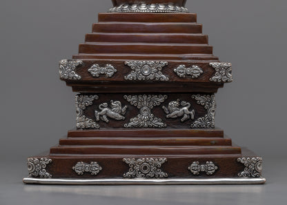 Tibetan Chorten Stupa | Himlayan Art with Silver plating