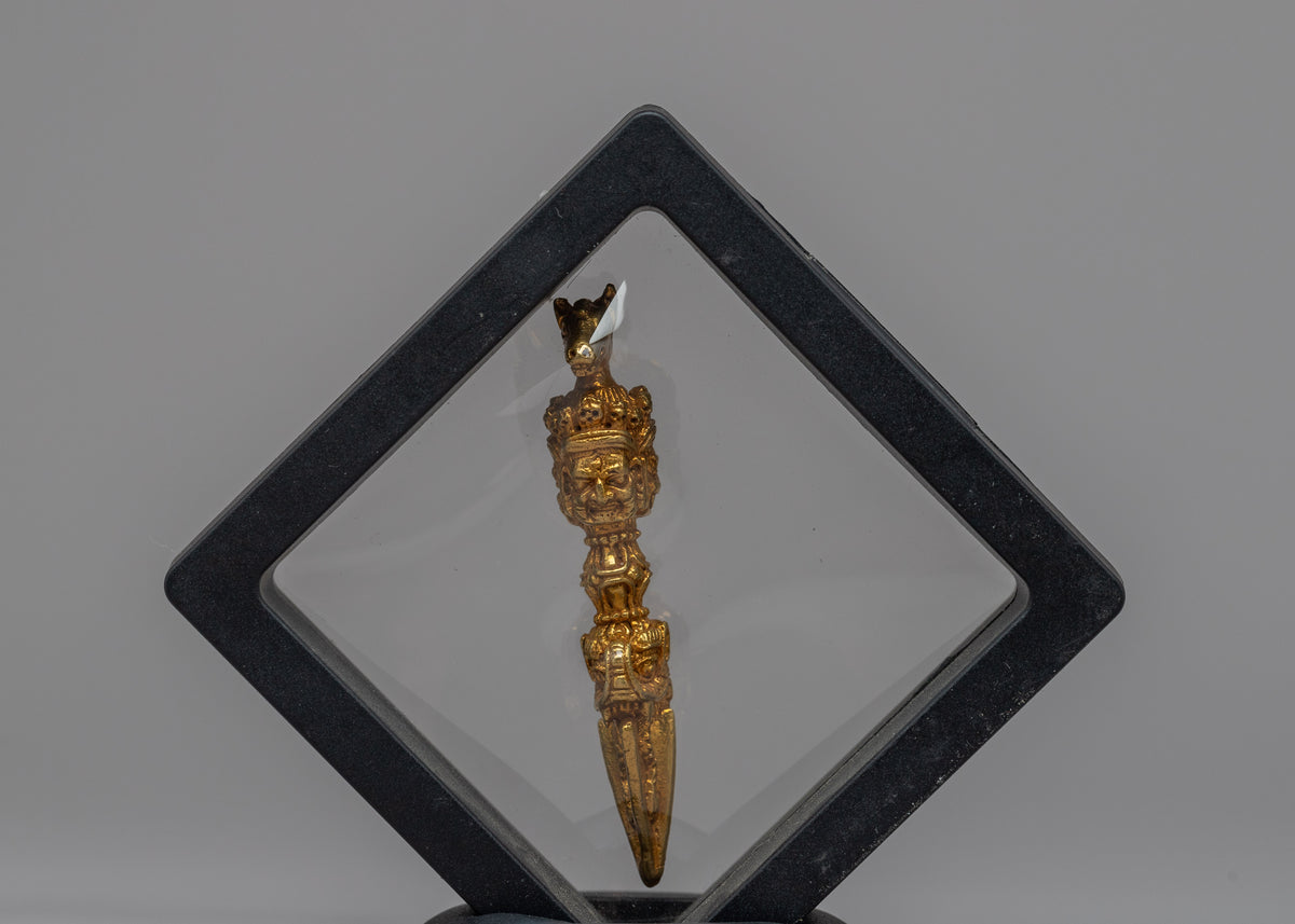 Tibetan Phurba Dagger Inside Frame | Dagger with 24K Gold Plating