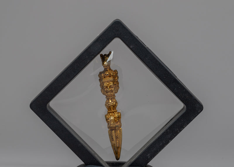 Tibetan Phurba Dagger Inside Frame | Dagger with 24K Gold Plating