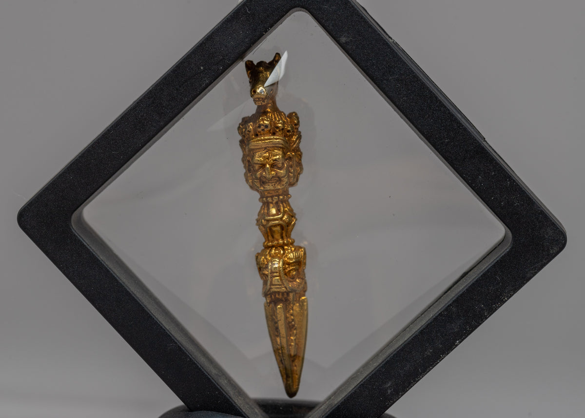 Tibetan Phurba Dagger Inside Frame | Dagger with 24K Gold Plating