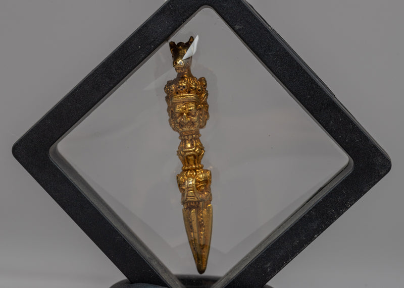 Tibetan Phurba Dagger Inside Frame | Dagger with 24K Gold Plating