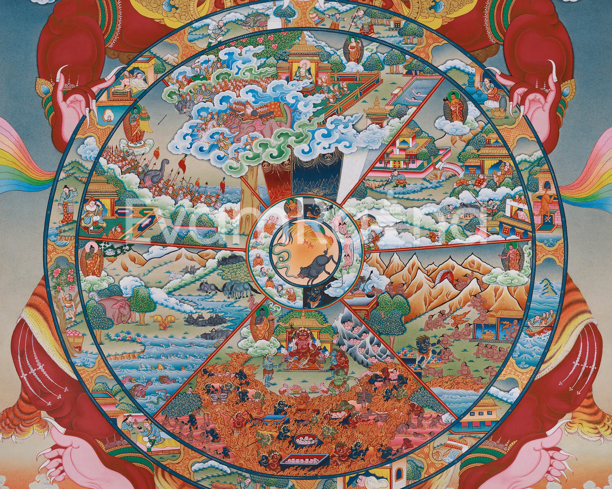 Tibetan Wheel of Life Canvas Print | A Sacred Reflection of Samsara