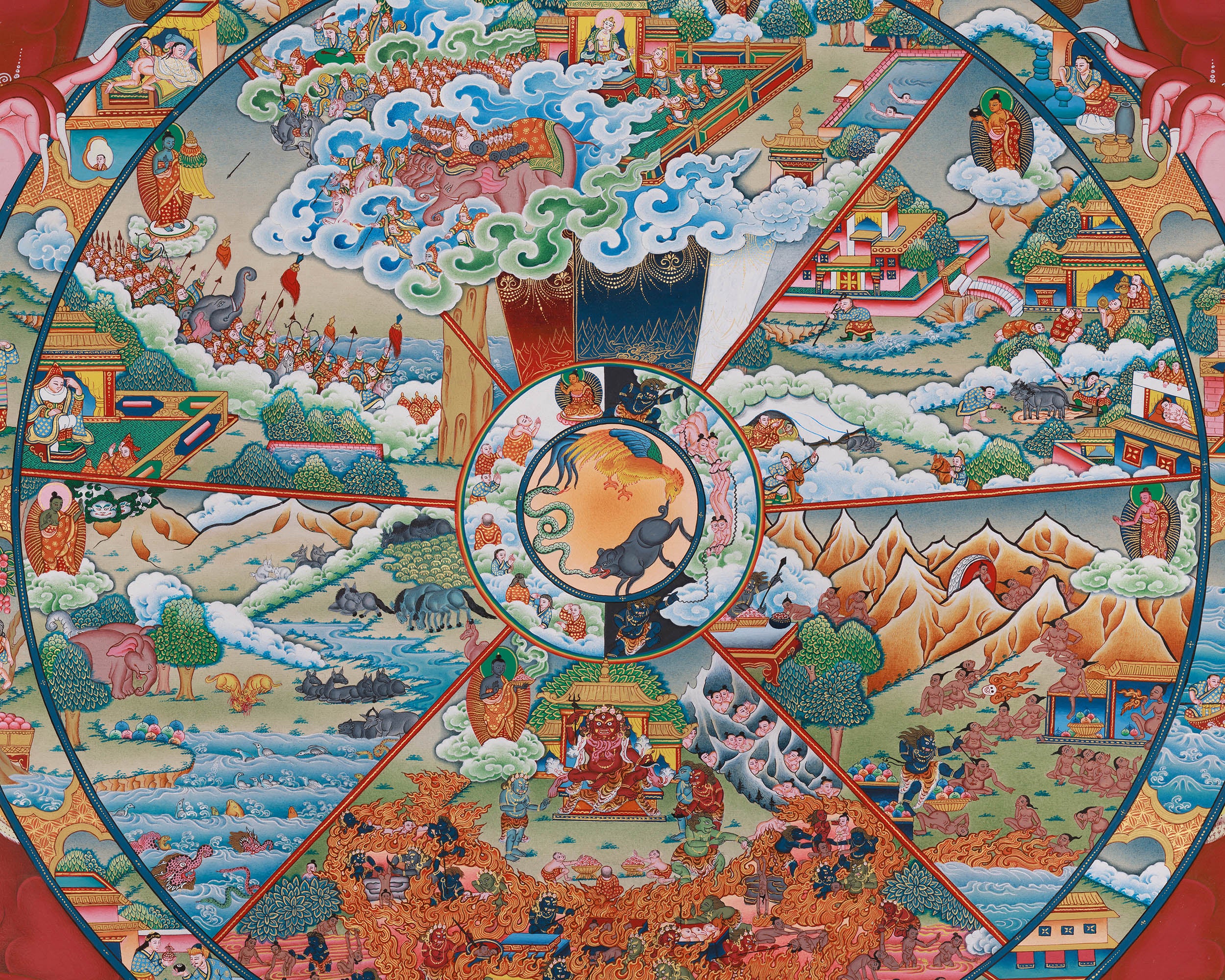 Tibetan Wheel of Life Canvas Print | A Sacred Reflection of Samsara