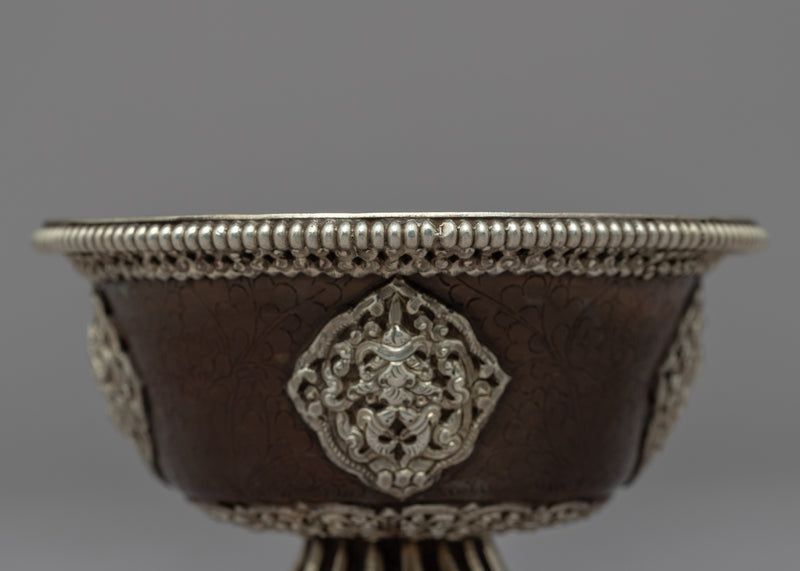 Seven Offering Bowls for Offerings | Silver plated Himalayan Bowls