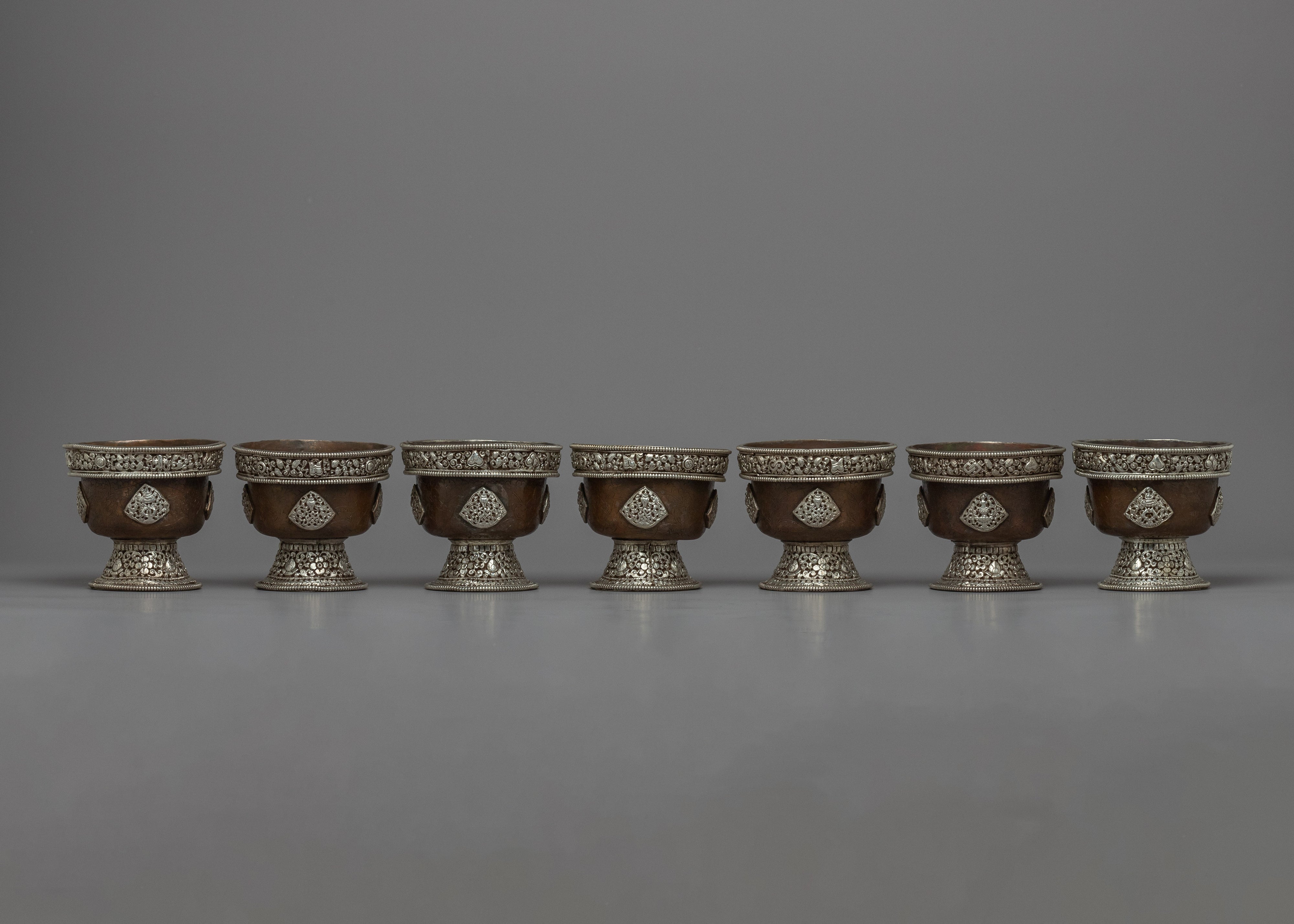 7 Bowl Water Offering Set | Silver plating Bowl for Offering