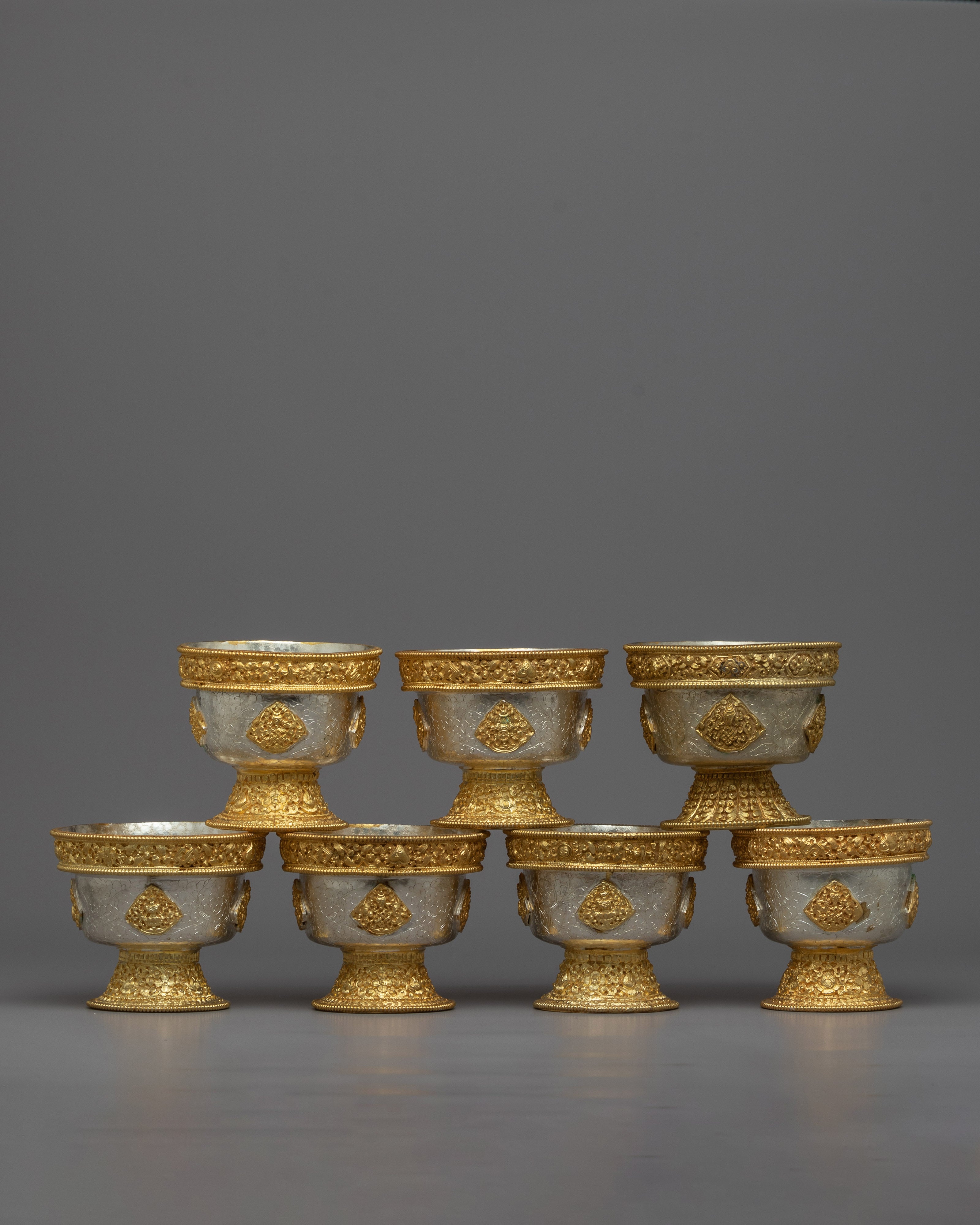 Traditional Buddhist Offering Bowls | Symbolic Altar Decor and Meditation Accessories
