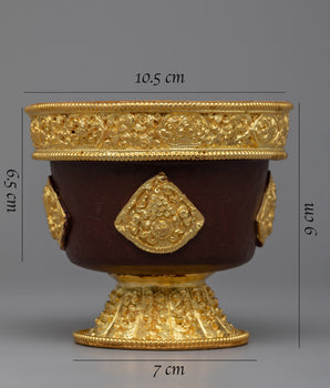 Copper Offering Bowl with Intricate Engravings | Symbolic Altar Centerpiece