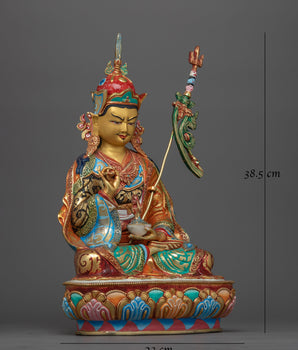 Guru Rinpoche A Tantric Master Colored Statue | Embodiment of Wisdom and Power