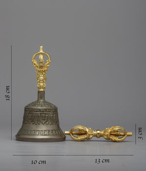 Tibetan Vajra and Bell Set | 24K Gold Plated Handles on Copper Body