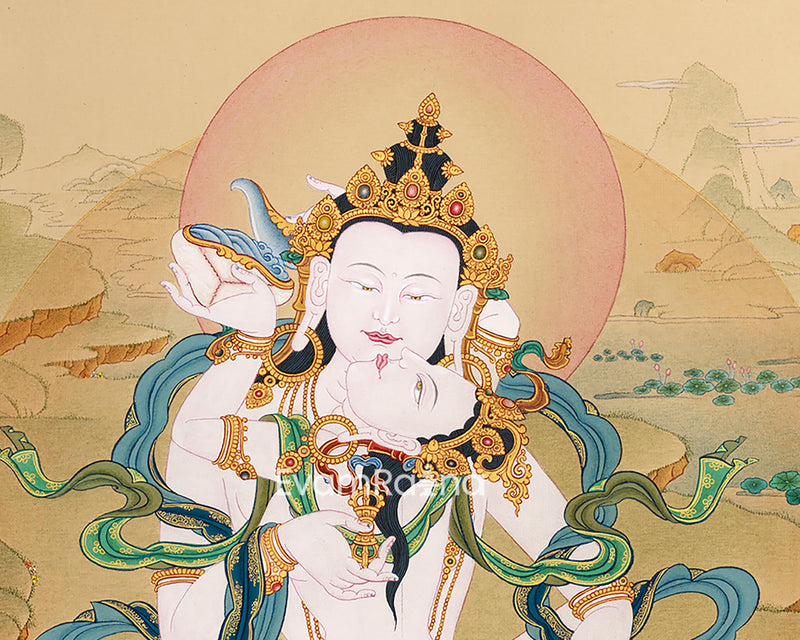 Vajrasattva Consort Thangka | Majestic Art of Sacred Purification and Enlightenment