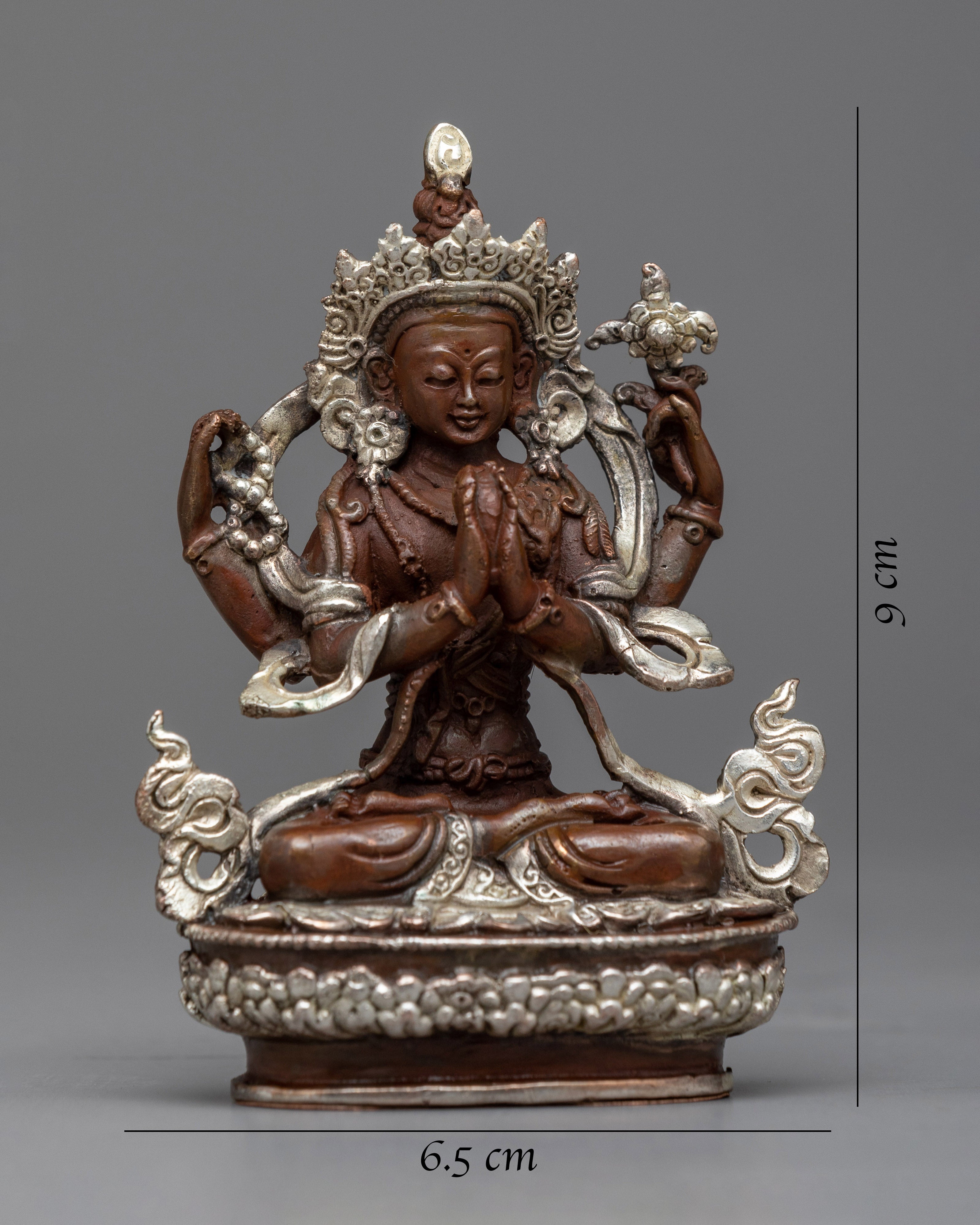 Buddhist Chenrezig Buddha Statue | Embracing the Grace of Silver Plated Statue