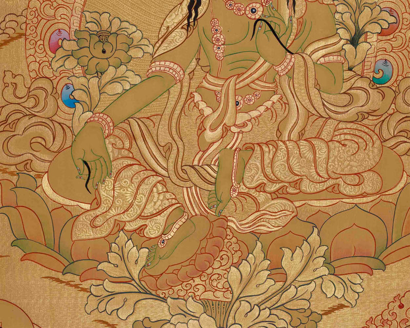 Full 24K Gold Style Green Tara | Art Painting For Yoga and Meditation