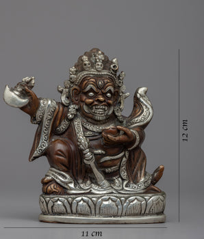 Mahakala Bernagchen Statue | Copper Body with Silver Plating for Decor
