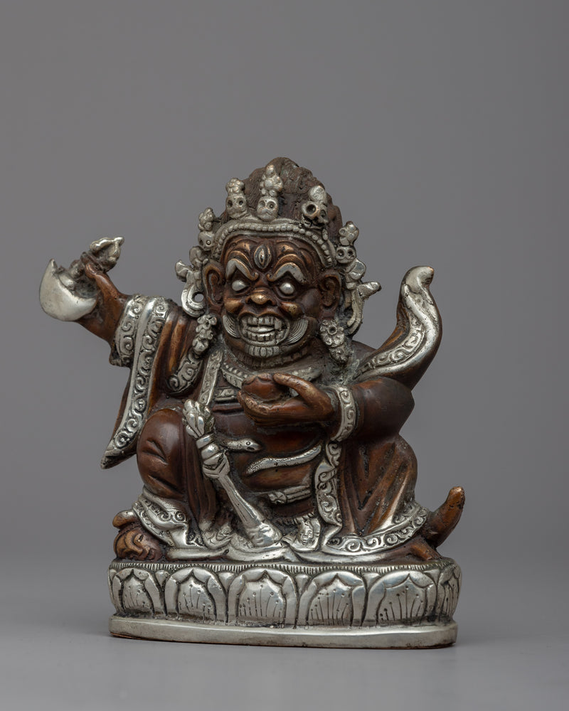 Mahakala Bernagchen Statue | Copper Body with Silver Plating for Decor