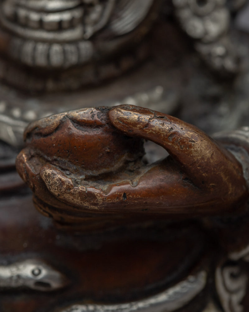 Mahakala Bernagchen Statue | Copper Body with Silver Plating for Decor