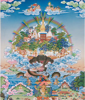 Swayambhunath Stupa with Manjushri Thangka Print