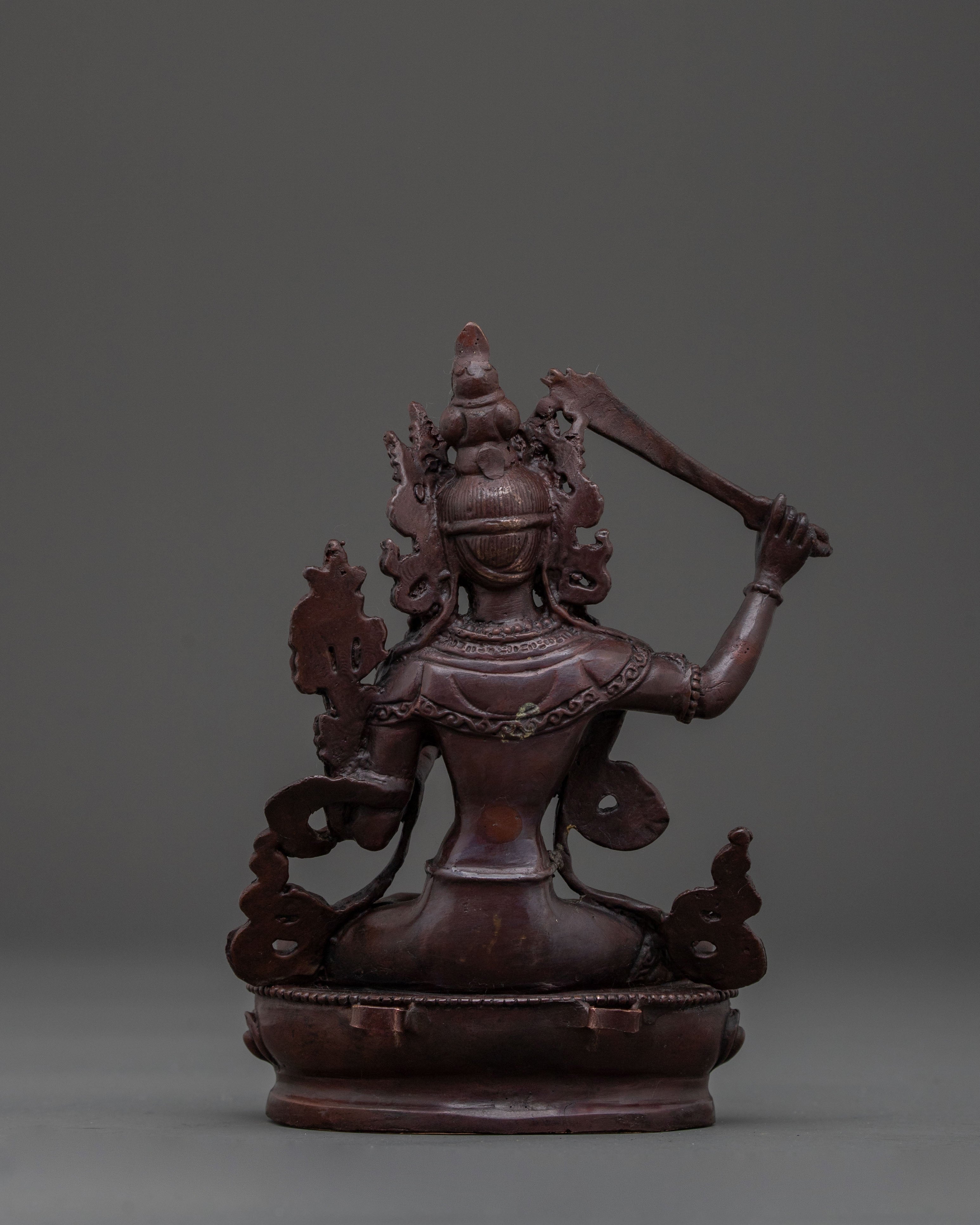 Sacred Manjushri Oxidized Copper Statue | Buddhist Wisdom Art